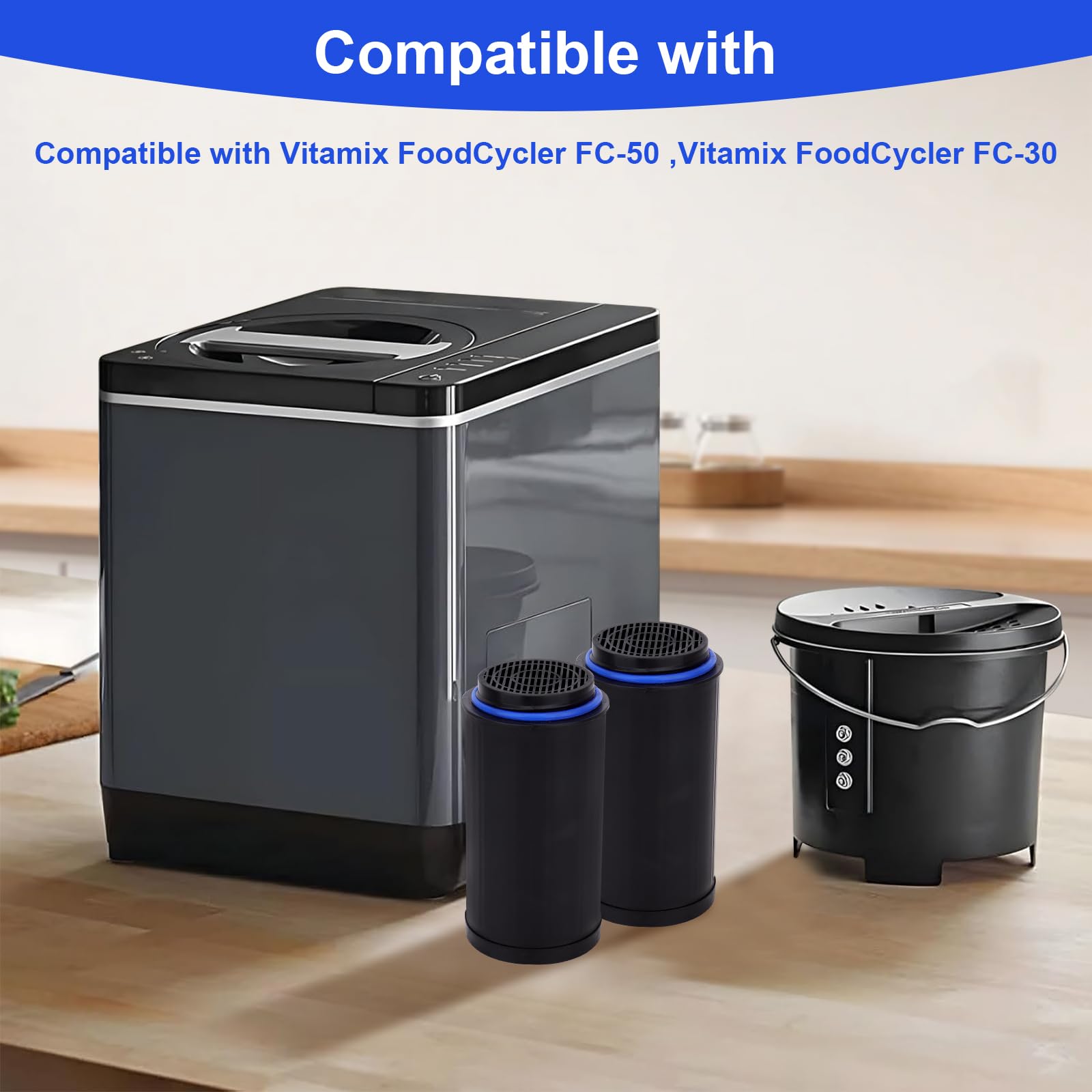 FC-50 Replacement Filters Compatible with Vitamix FoodCycler Composter FC-50 and FC-30 Models - with Activated carbon filters (4 Count)