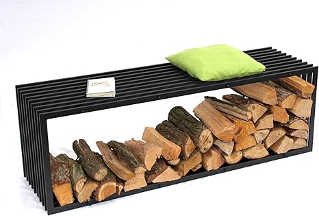 DanDiBo Kaminholzständer Bank D-Stil 150 cm Kaminholzregal 10104