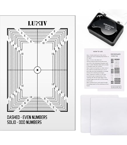 Amazon.com: Luxiv Card Grading Centering Tool Kit, Card Center Tool with  30X Magnifying Implement, 2 Pcs Clean Cloth, Centering Guide Center  Equipment (Right Angle) : Arts, Crafts & Sewing