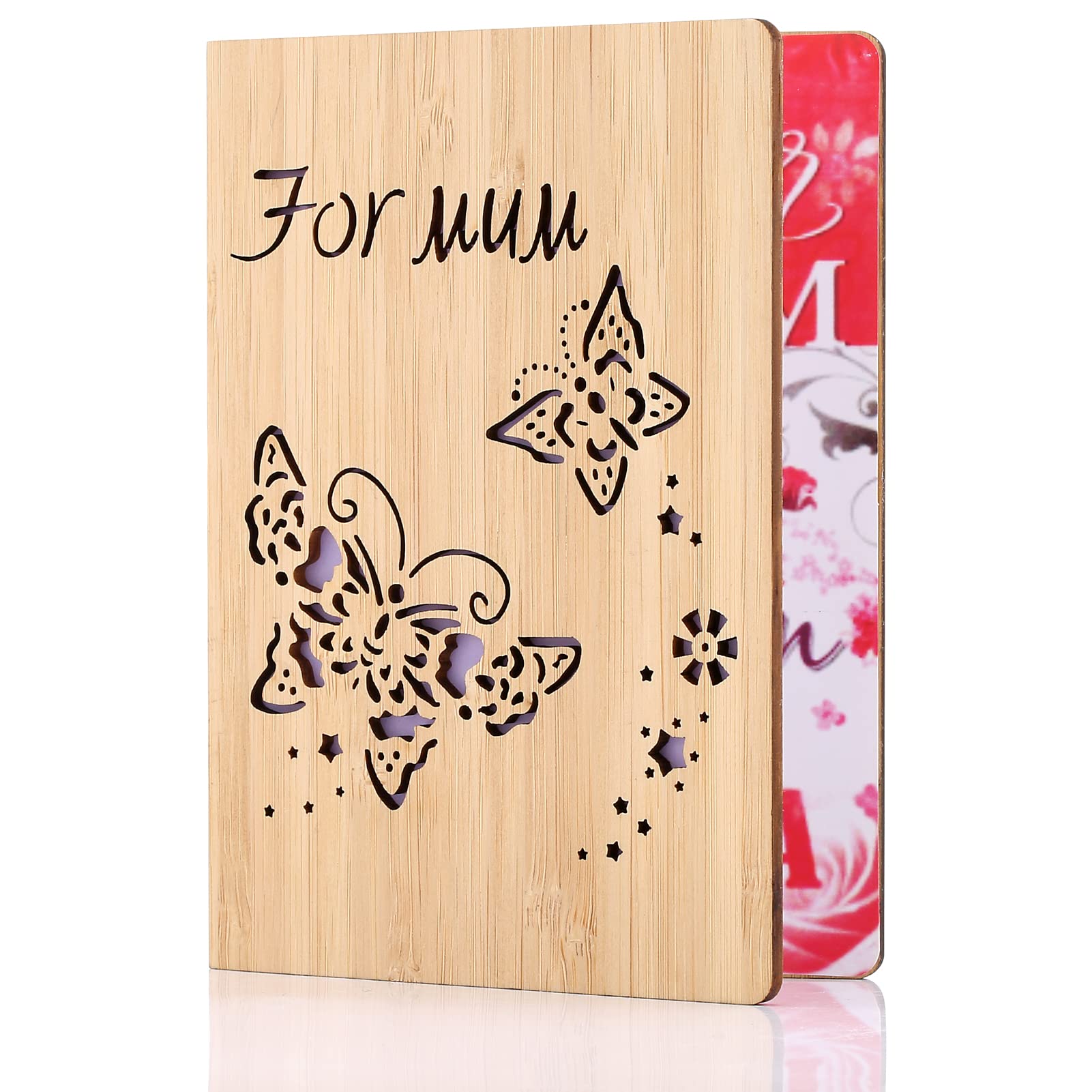 BYRRSF Mum Birthday Card - Bamboo Wooden Card for Mum from Daughter with Envelope