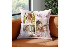 Custom Pillow with Picture & Text - Include Insert, Personalized Gifts for Mothers Day, Custom Photo Pillow Double-Sided Prin
