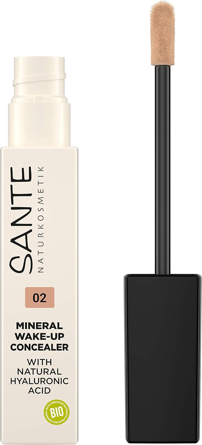 SANTE Naturkosmetik Mineral wake up concealer 02 warm beige, liquid, covers shade and blemishes, with natural hyaluron, vegan, 8 ml