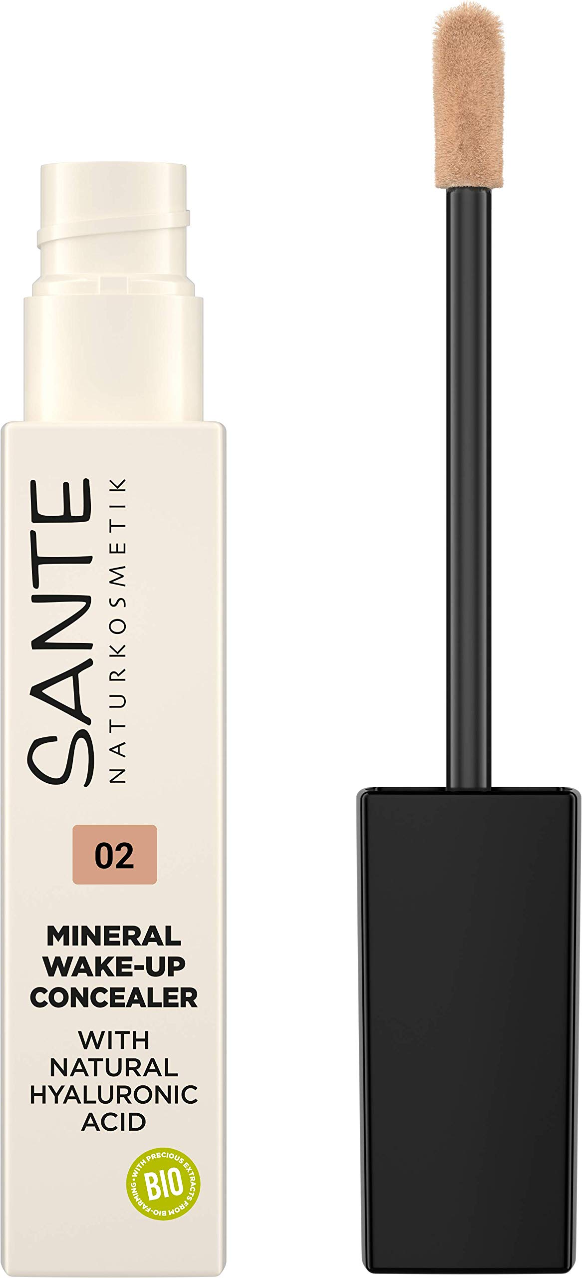 SANTE Naturkosmetik Mineral wake up concealer 02 warm beige, liquid, covers shade and blemishes, with natural hyaluron, vegan, 8 ml