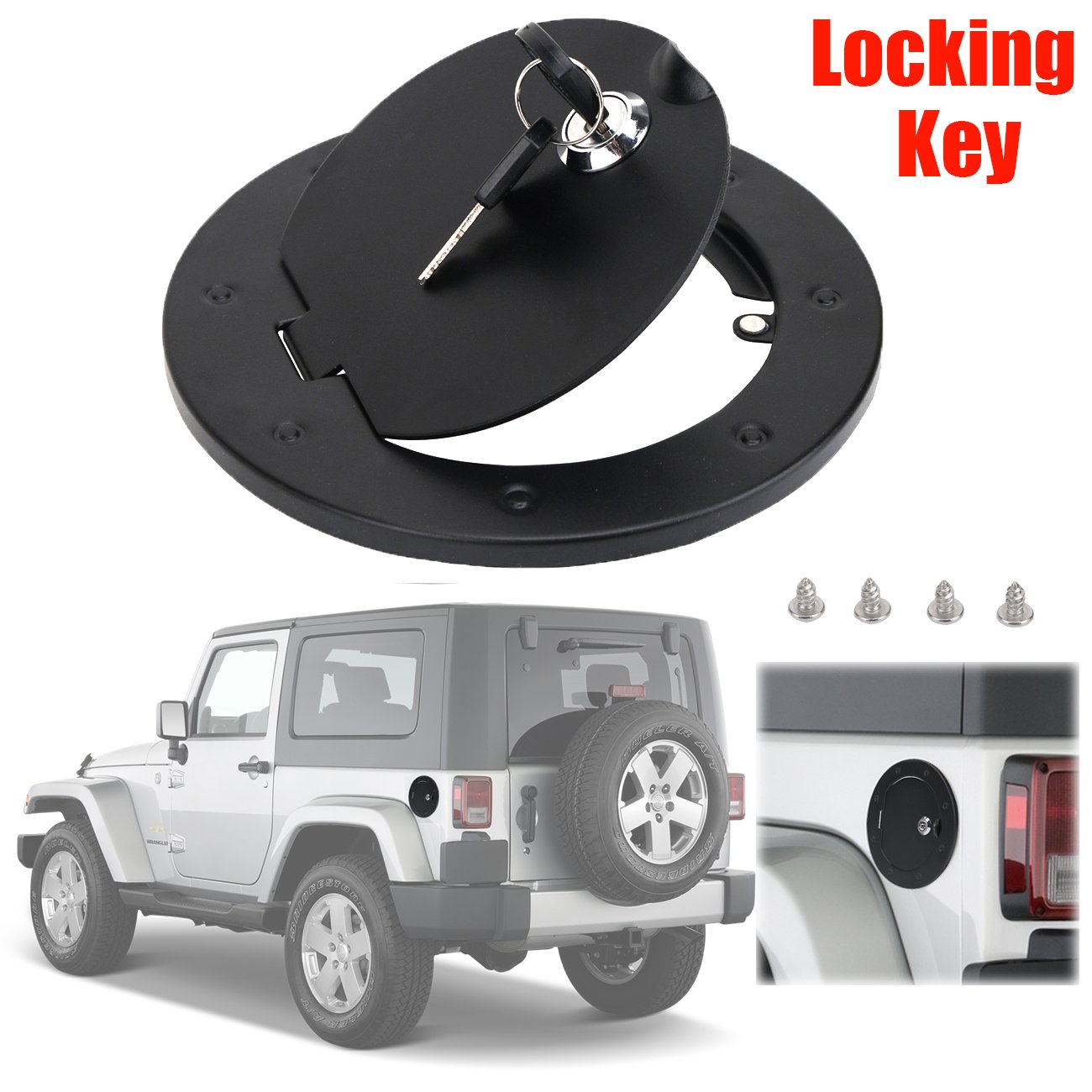 Gas Caps Lock Keys Compatible with 20072017 Jeep Wrangler JK Rubicon