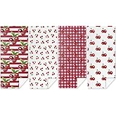 4 Pack Towels for Bathroom, Beach Towel, Microfiber Lightweight Beach Towels Oversized, Towel Accessories for Women Girls Swim Birthday Christmas Party Favors 32x71 IN, Cute Cherry Checkered Stripes