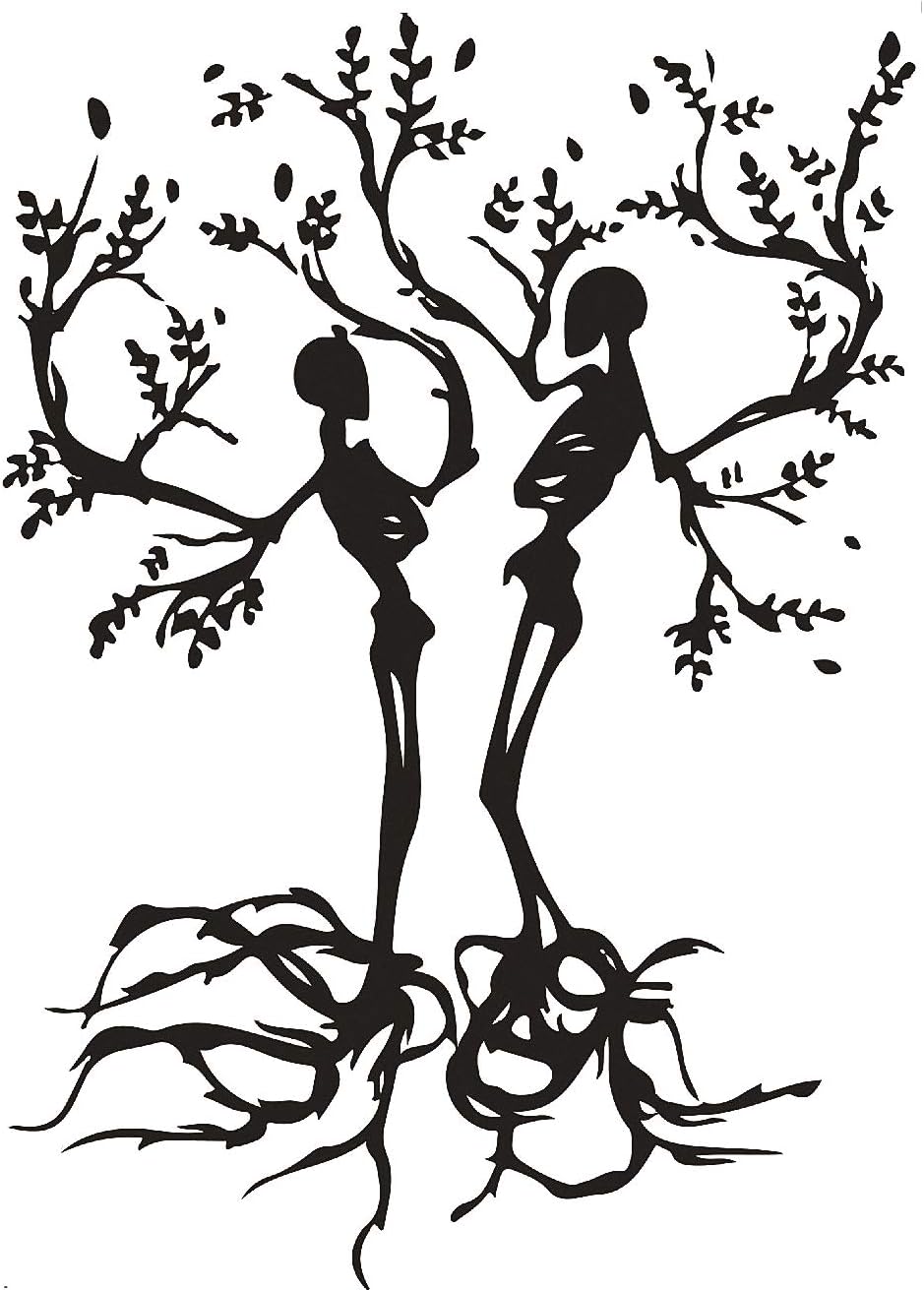 Personalidad Pareja Cráneo Amor Árboles Sala de estar Vinilo Talla Pegatina Tatuajes de Pared Para Fiesta de Halloween Decoración Del Hogar