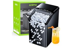Oraimo Nugget Ice Maker 512A, Ice Makers Countertop, 37 lbs/Day Tooth-Friendly Chewable Ice, Self-Cleaning with Drain Pipe, Sonic Pebble Ice Maker Machine for Party, RV, Home and Kitchen (Black)