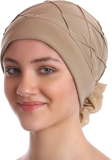 Deresina S Women Diamond Patterned Turban For Hair Loss Beige