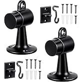 Yaocom 2 Pack Floor Mounted Door Stops, 3.5 Inch, Black | Heavy Duty Aluminum with Rubber Bumper, Stainless Steel Screws Included, Prevents Wall Damage, For Home and Office