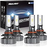 SEALIGHT 9006/HB4 9005/HB3 LED 15000LM Headlight Bulbs High Low Beam, Combo Package CSP Led Chips Hi/Lo lights - 6000K White,