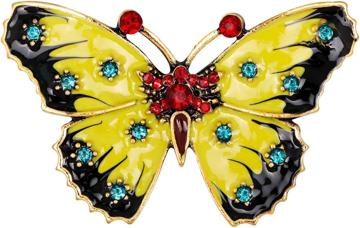 FENGJI Crystal Rhinestone Butterfly Brooches for Women Small Vintage Inspect Clothing Decoration Jewellery Brooch Pin
