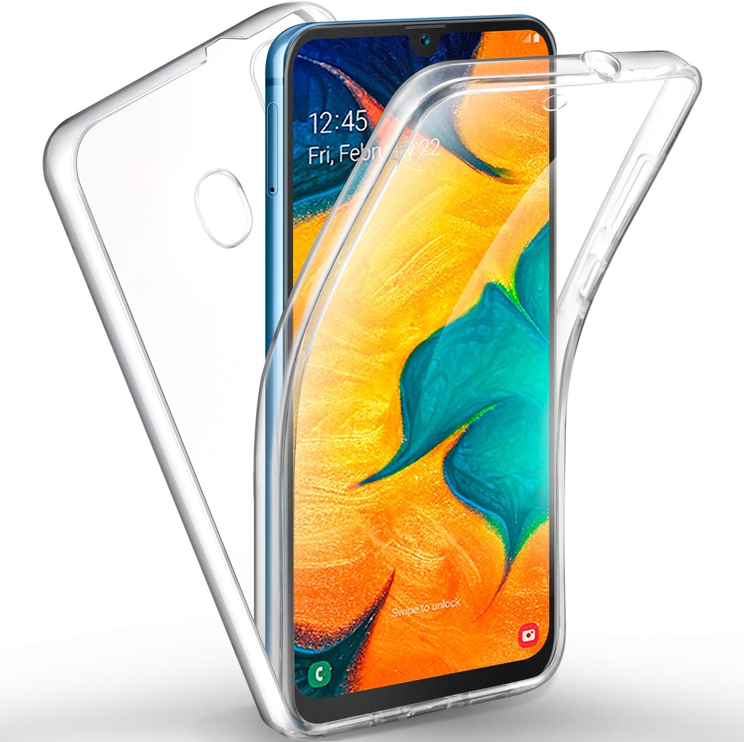 AROYI Samsung Galaxy A30 Case 360 Degree Protection Phone Case, Silicone Clear Cover [2 in 1 Hard PC Back + Soft TPU Front] Case for Samsung Galaxy A30