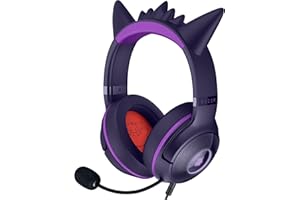 Razer Kraken Kitty V2 USB Wired Headset: Gengar Spikes - Stream Reactive Lighting - HyperClear Cardioid Mic - 40 mm Drivers - 7.1 Surround Sound - Comfortable Ear Cushions - Pokemon Gengar Edition