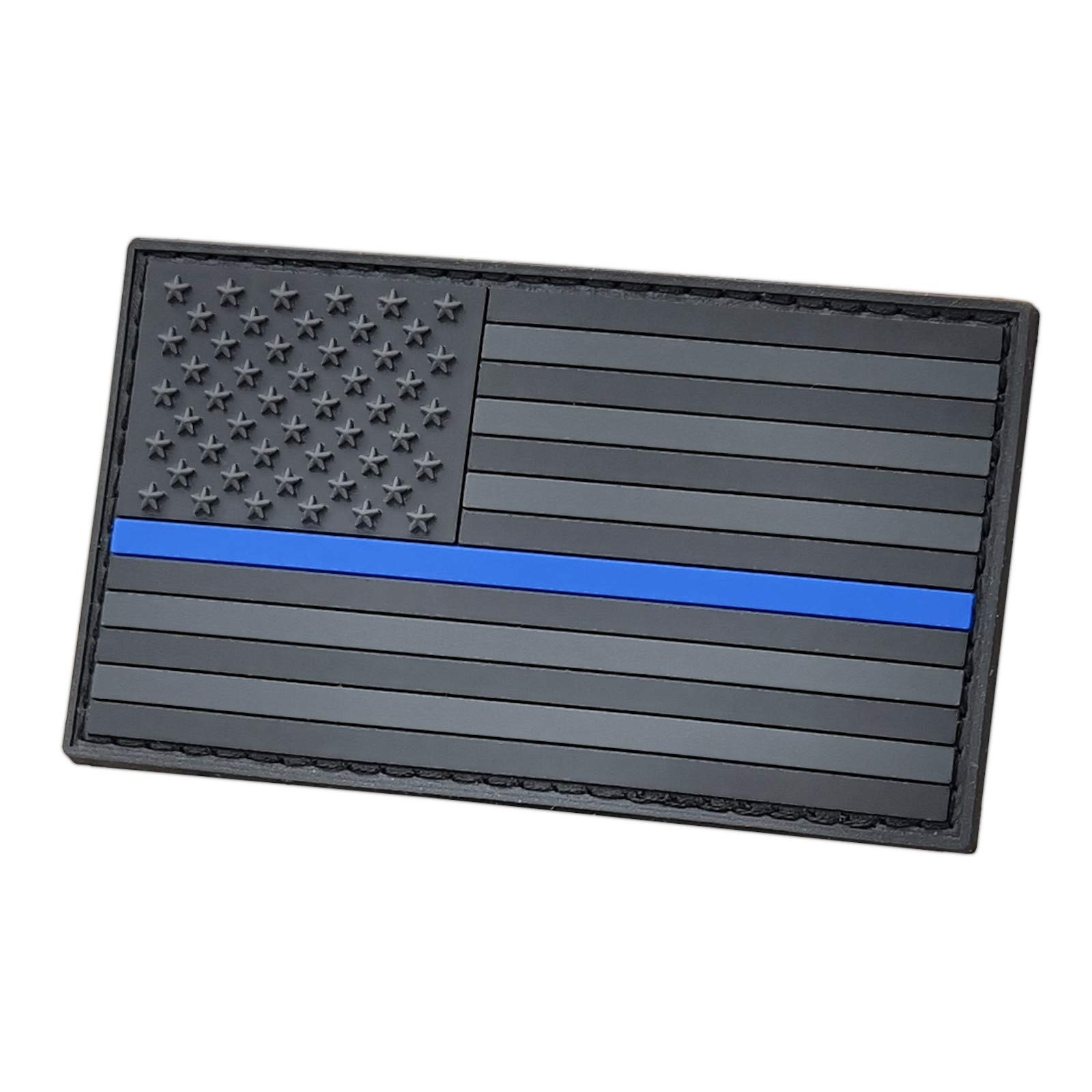 LEGEEON Blackout Thin Blue Line America Flag USA Tactical Morale PVC Rubber Fastener Patch