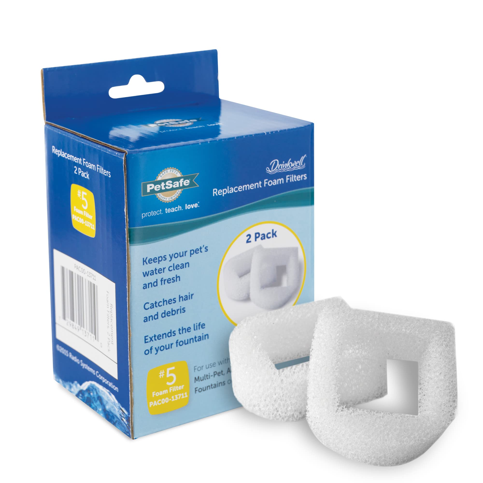 PetSafe Drinkwell Replacement Foam Filters - Improves Water Cleanliness - Protects Pump - Catches Hair & Debris - Compatible with Ceramic, Stainless, & Plastic Pet Fountains
