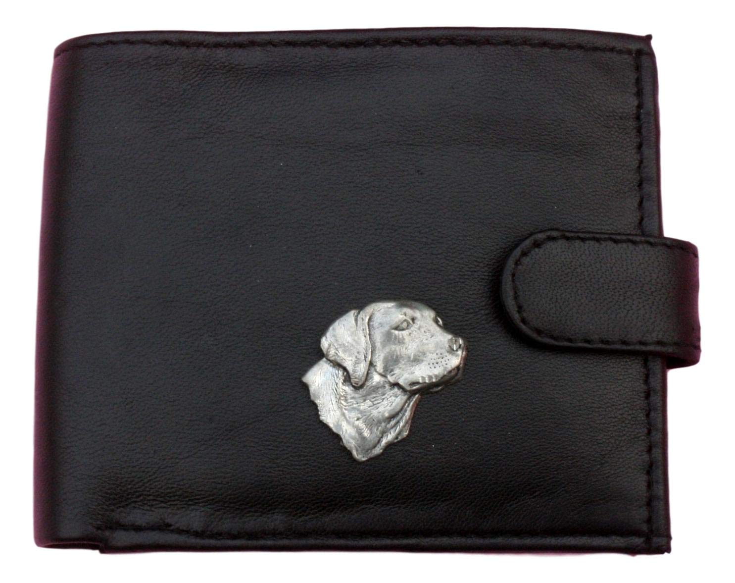 Labrador Head Black Leather Mens Wallet RFID Protection
