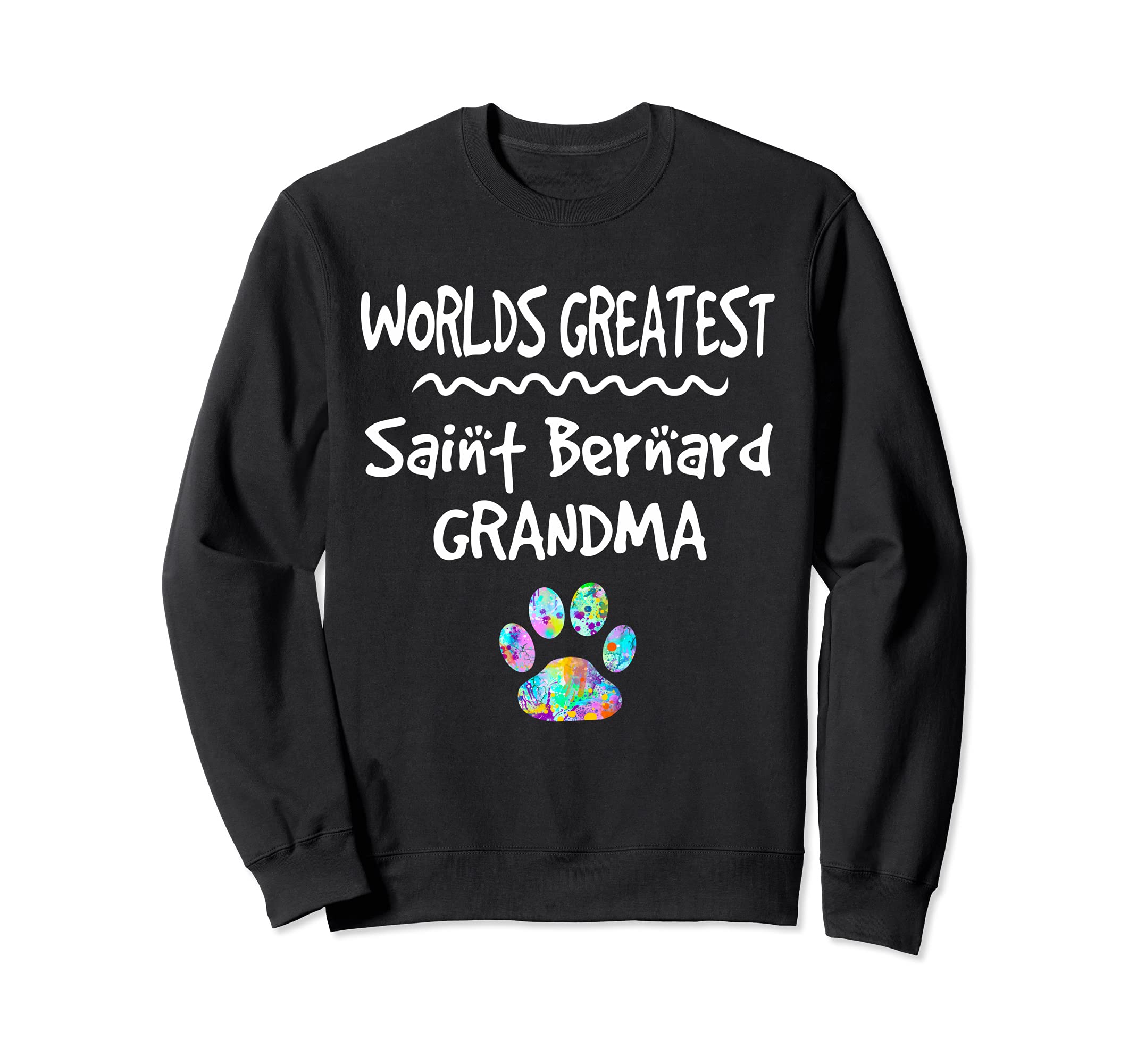 Worlds Greatest Saint Bernard Grandma Cute Dog Paw Print Pet Sweatshirt