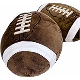 GiftExpress 2-Pack Football Plush Pillow, 12” Soft Stuffed Throw Cushion with Embroidered Laces, Brown/White Football‑Shaped Décor for Game Day, Kids’ Rooms, Couch & Man Cave