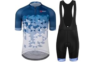 GCRFL Men's Cycling Jersey Set Road Bike Shorts Sleeves Jersey Zipper Pokcet Bib Shorts with Padded, Cycling Clothing kit Men