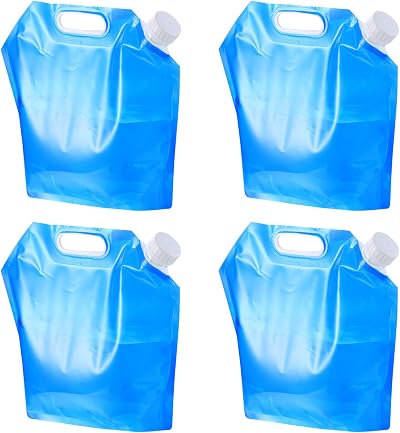 Yibaijia 5L Collapsible Water Container 4 Pack Outdoor Car Water Carrier Blue