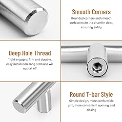 Glattever 5 Pack Cabinet Handles Brushed Nickel
