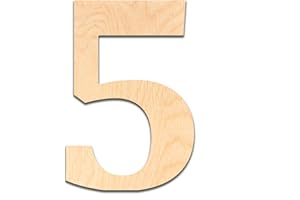WOODEN LETTER STORE 4 Inch Wooden Number 5 - Cut from Baltic Birch Plywood, This 4 inch Wood Number is Ready for Painting or Decorating. for Home Decor, Office Signs, or Party Decorations.