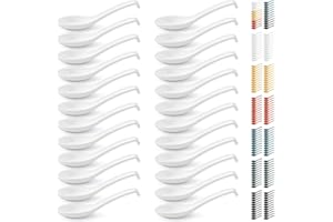 Kyraton Soup Spoons 24 Pieces, Reusable Plastic Table Spoon, Sturdy and Durable Asian Dinner Spoon Made of Food Grade PP, BPA