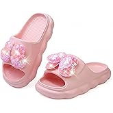 Facviult Girls Slide Sandals Sparkly Kids Summer Slippers Slip On for Outdoor Beach Pool Shower Shoes(Toddler/Little Kid)