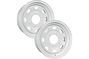 eCustomrim 2-Pack Heavy Duty Equipment Trailer Rims Wheels 16" 16X6 8 Lug White Spoke
