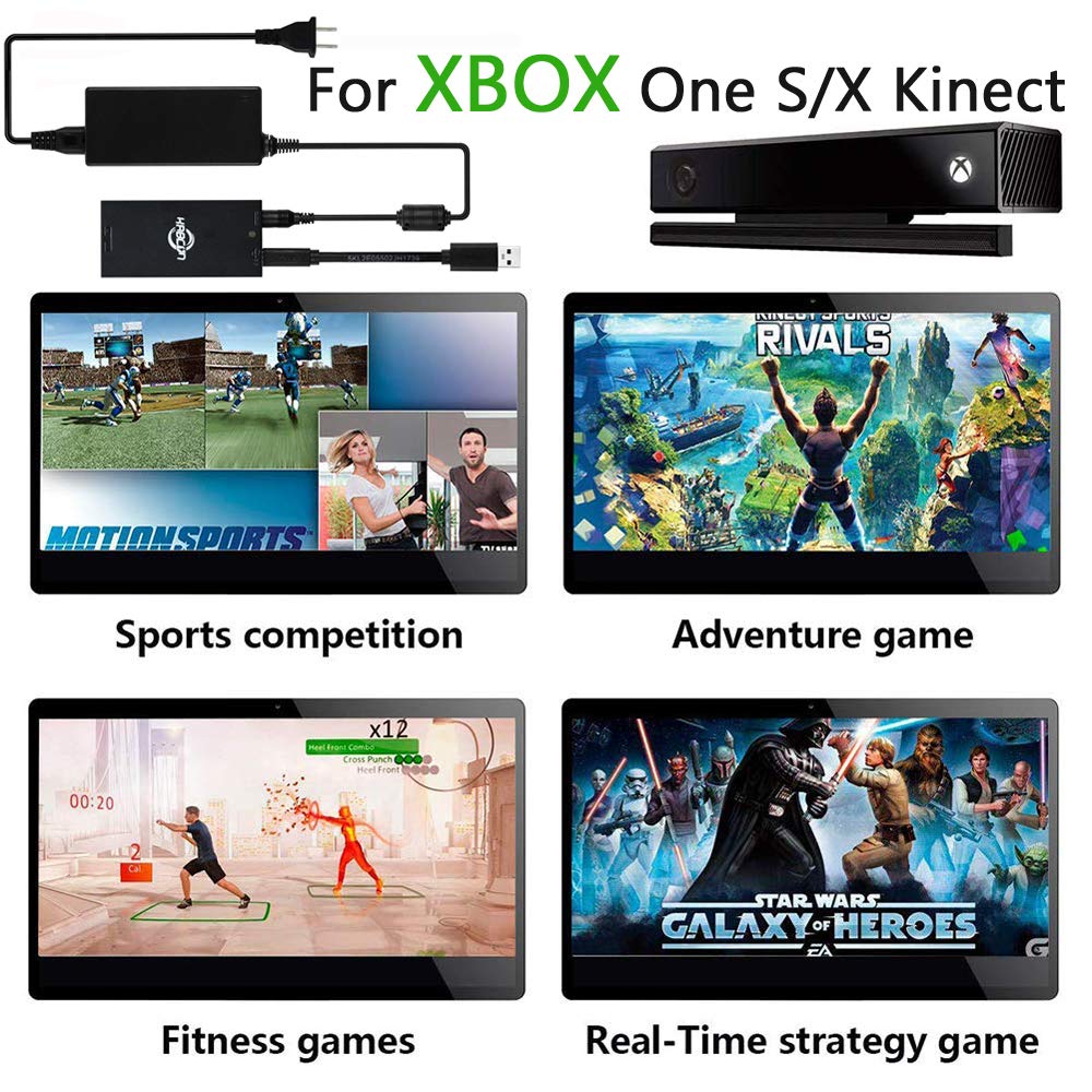 Kinect Adapter for Xbox One S, Xbox One X, PC Windows 10 8.1 8, [UL Listed] Xbox Kinect Power Supply for Xbox 1S, 1X Kinect 2.0 Sensor