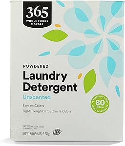 365 by Whole Foods Market, Powdered Laundry Detergent, Unscented, 80 HE Loads, 80 Ounce