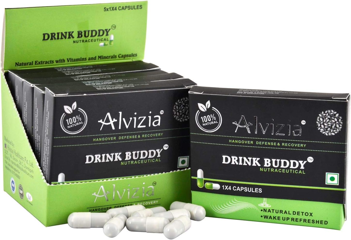 Alvizia Drink Buddy for Hangover Prevention, Alcohol Metabolism and a Better Morning After (20 Capsules)