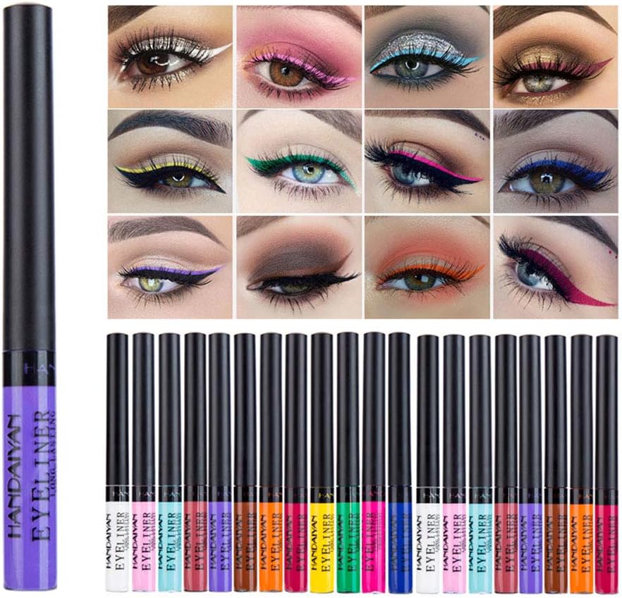 KISSION Professional Waterproof Liquid Felt Tip Eyeliner Pen For Easy to Wear Glitter Eyeliner Pen Set 12 Colors