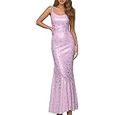 DinDinCAT Women's Satin Bodycon Maxi Jacquard Dress Elegant Formal Spaghetti Strap Evening Party Wedding Guest Dress