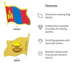 Mongolia Flag Lapel Pin - Enamel Metal National