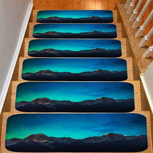 5 Pack Creative Color Printed Flannel Stair Mat Non Slip