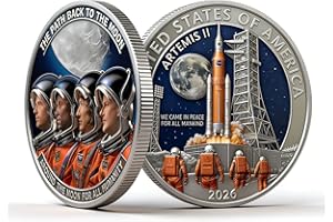3D Artemis II Lunar Mission Commemorative Coin, 2026 Double-Sided Collectible Set, Space Souvenir & Home Decor Display Keepsa