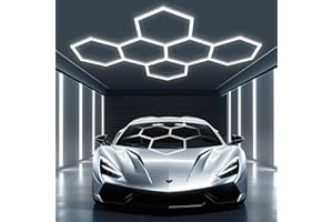FAISHILAN Hexagon Lights: High Brightness 220W, 25,960 LM, 6500K Hexagon Garage Lights, Hexagon LED Lights 6 Grid for Garage, Shopping Mall, Workshop and Car Detailing Shop etc