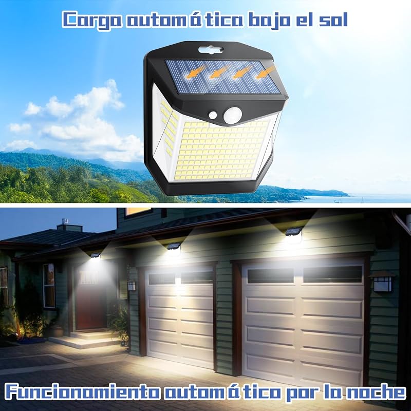 Solares Luz LED Exterior Jardín - 248 LEDs Solar Luces 3 Iluminación Modos