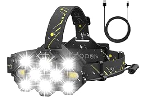 Victoper Headlamp Rechargeable, High Lumen Bright 10 LEDs Head Lamp, 8+2 Modes Head Light with Red Light for Adult, Waterproof Head Flashlight for Outdoor Running, Hunting, Camping, Hiking
