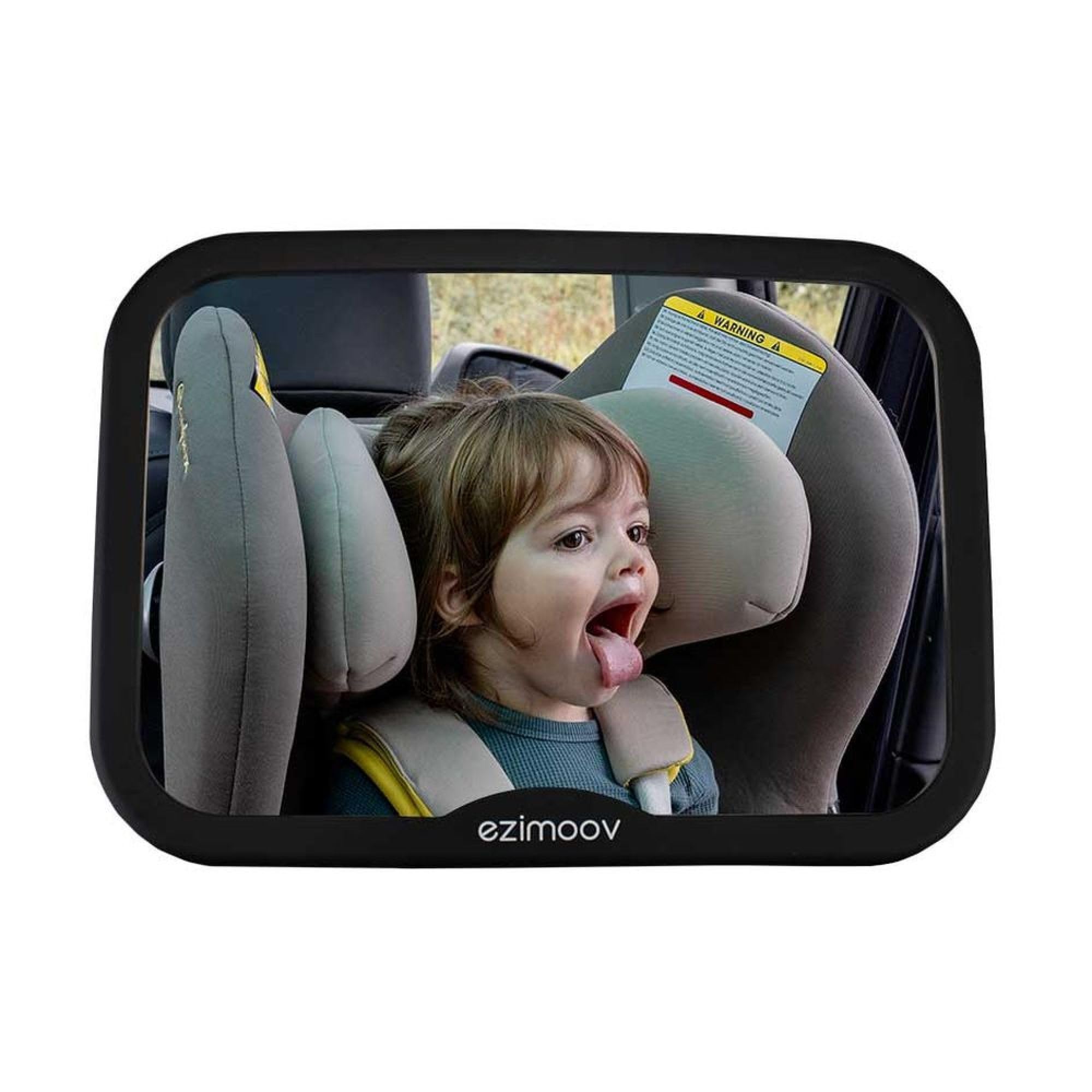 EZIMOOV Rear Seat Baby Car Mirror - Rear View Mirror Back to the Road to See Your Child Safely - rpet Recycled Material and Packaging - Wide and Clear View