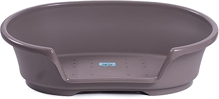 grey plastic dog bed