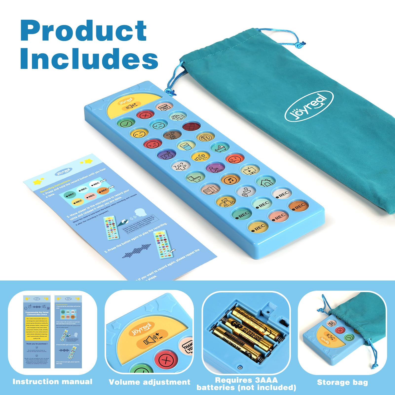 Joyreal AAC Device for Autism, Non Verbal Communication Tools for Speech Therapy & Stroke Rehab. Autism Talking Aids with 6 Programmable Buttons & Adjustable Volume, Autism Toys for Kids and Adults