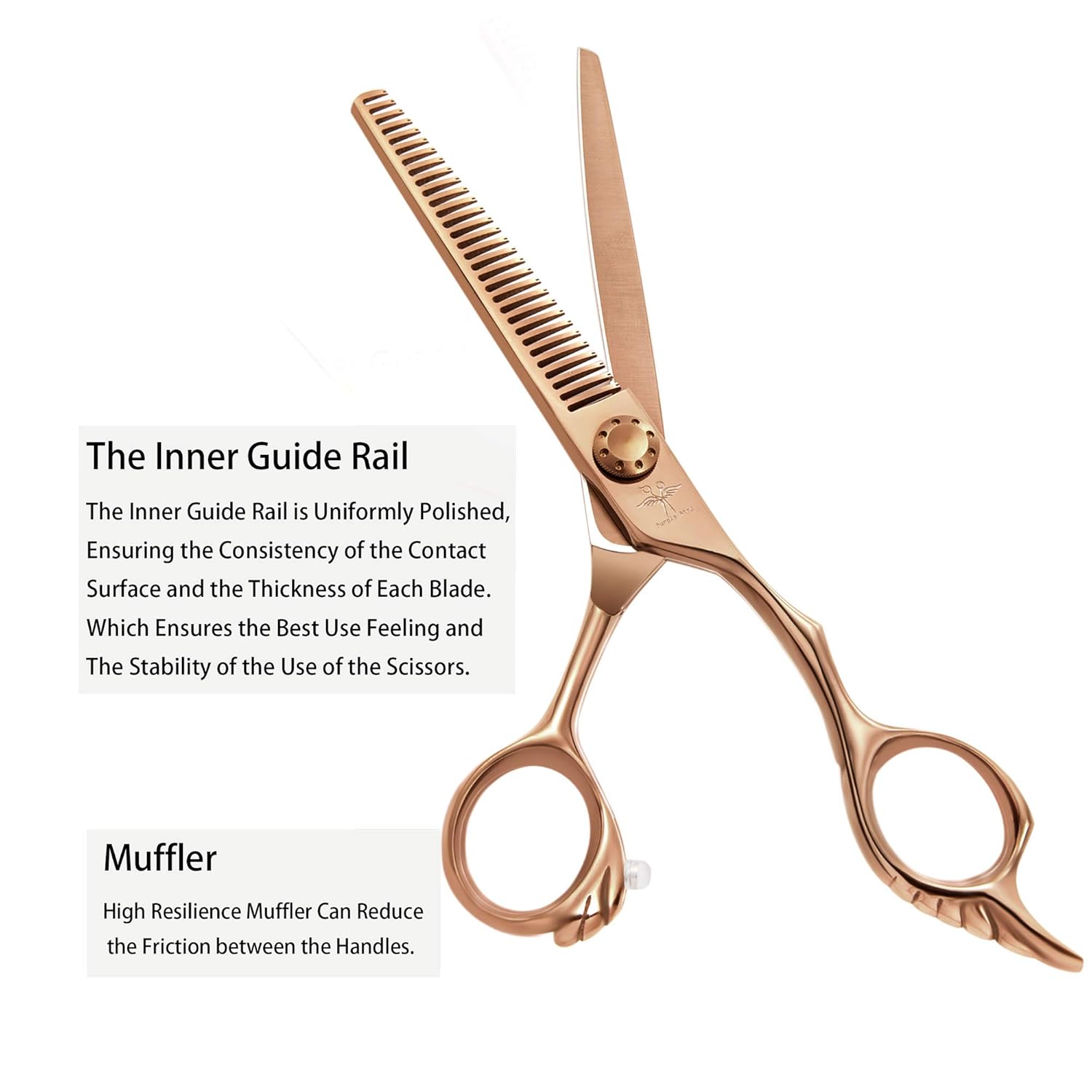 6 Inch Thinning Hair Cutting Scissors Professional Salon Barber Shears Trimming Haircut Texturizing Scissors for Man, Women, Adults Japanese Stainless Steel Wing-Shaped Engraving Handle Bronze : Beauty