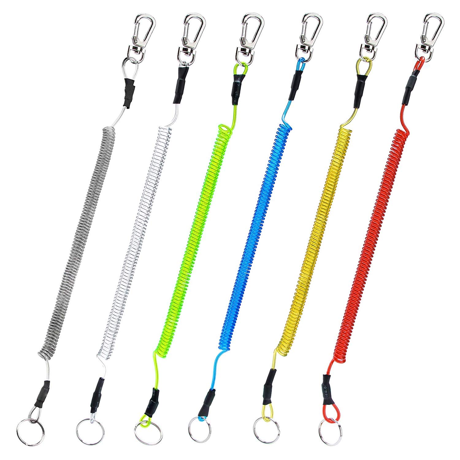 Booms Fishing T04 Fishing Coiled Lanyards with Spiral Retractable for Fishing Pliers/Tools