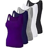 BQTQ 5 Pack Women's Tank Tops Square Neck Sleeveless Ladies Tank Top Undershirts