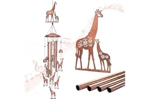 EZTZEN Giraffe Wind Chimes Outdoor Giraffe Gifts for Women/Men/Mom/Wife/Grandma Birthday Gifts Memorial Gift Metal WindChimes for Outside/Indoors, Lawn, Patio, Home, Porch, Yard Decor, Garden Decorations