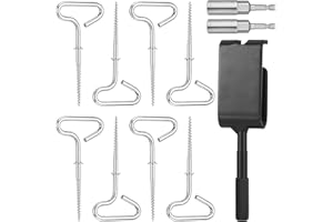 Leriton 11 Pcs Ice Anchor Tool Kit Includes Ice Anchor Drill Adapter 8 Pcs Threaded Peg Ice Fishing Shelter Stake Nail 2 Impact Socket and Storage Bag for Ice Shanty Tent Shack Ice House Accessories