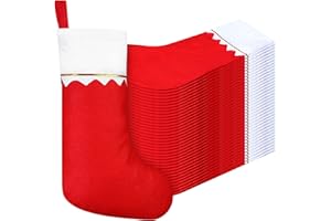 Zubebe 36 Pcs 15 Inch Felt Christmas Stockings Stockings Xmas Decoration Stockings Rustic Christmas Santa Stockings for Christmas Party Favors Home Decor (Red)
