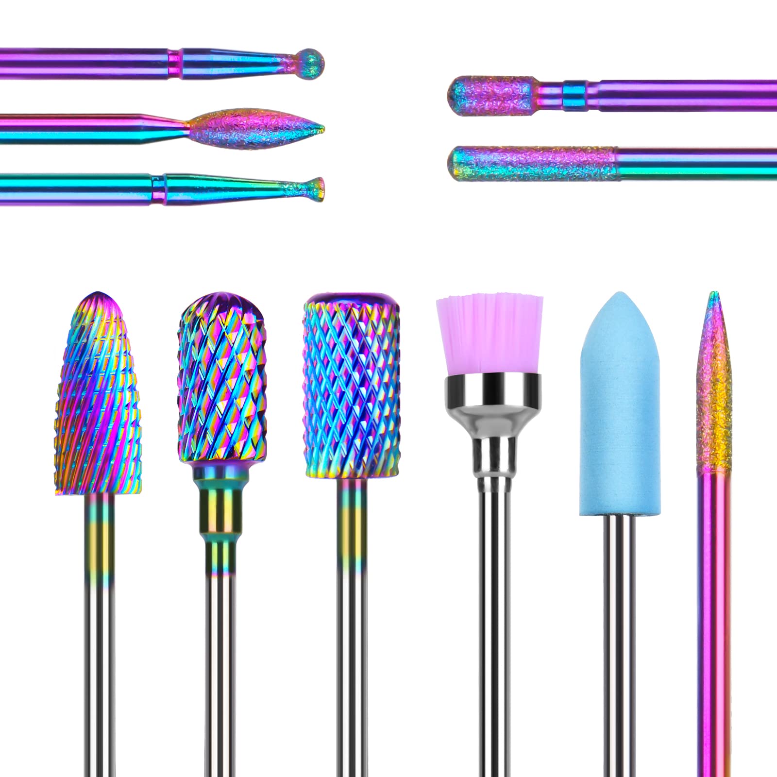 URAQT Nail Drill Bits Set, 11pcs Electric Nail Drill Bits Kit 3/32" Tungsten Carbide Less Dust Nail Bits, Cuticle Polishing Bits for Acrylic Gel Nails, Electric Nail Files Manicure Pedicure Drill Tool